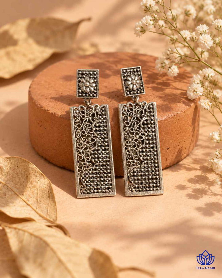 Bhavya Tear Drop Silver-Plated Earrings