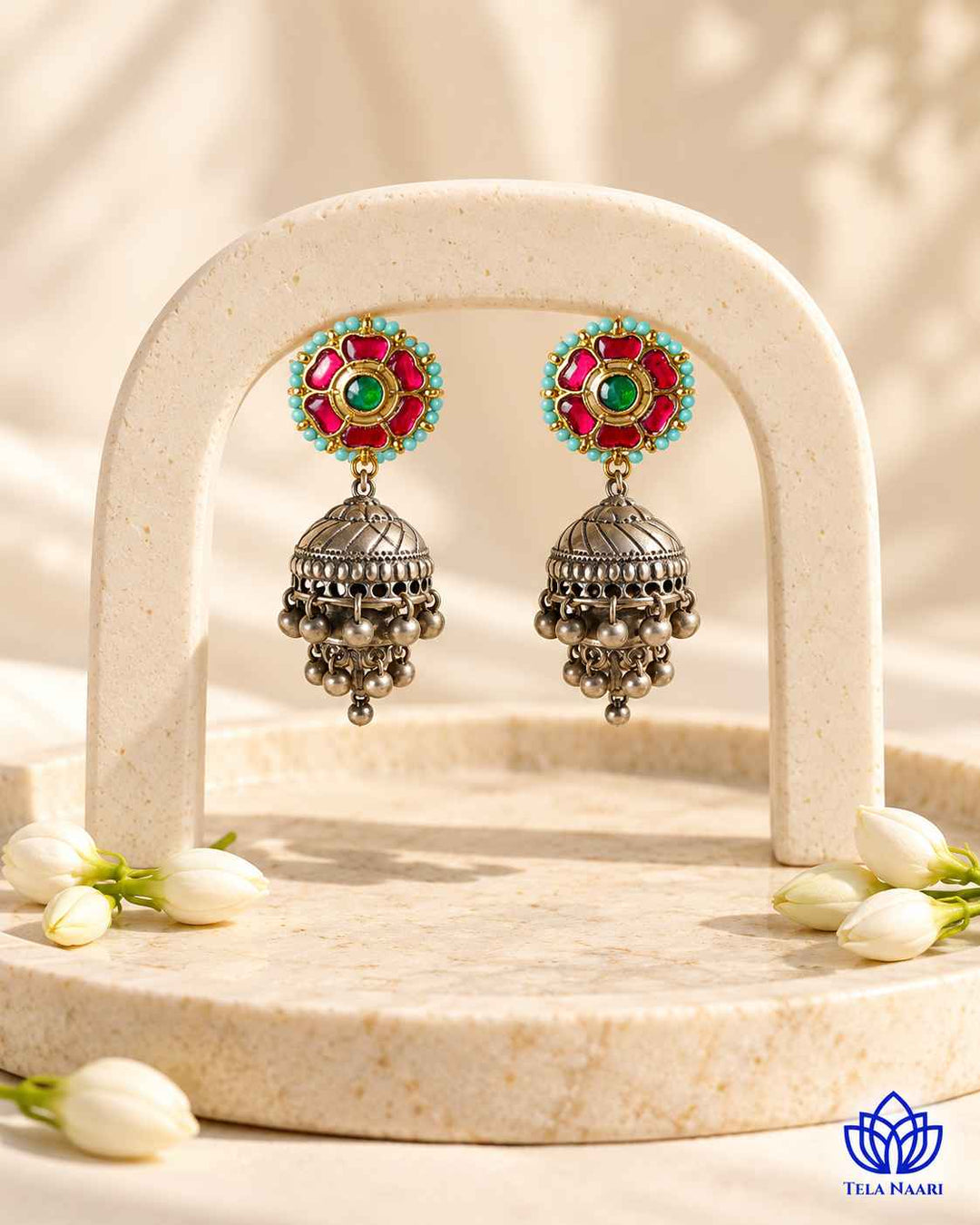 Sushmita Dual Tone Pachi Kundan Jhumka Earrings