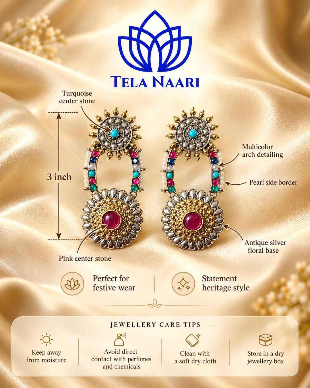 Sushma Dual Tone Dangler Earrings