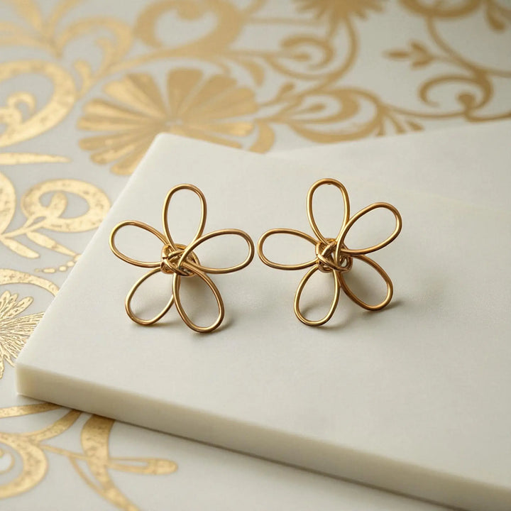 Anti-Tarnish Golden Floret Earrings