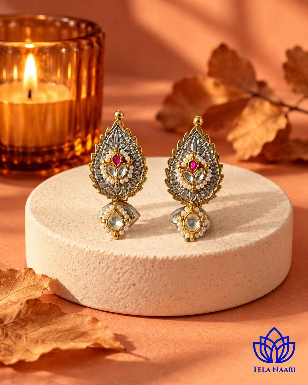 Bineetha Pachi Kundan Fusion Dual Tone Earrings