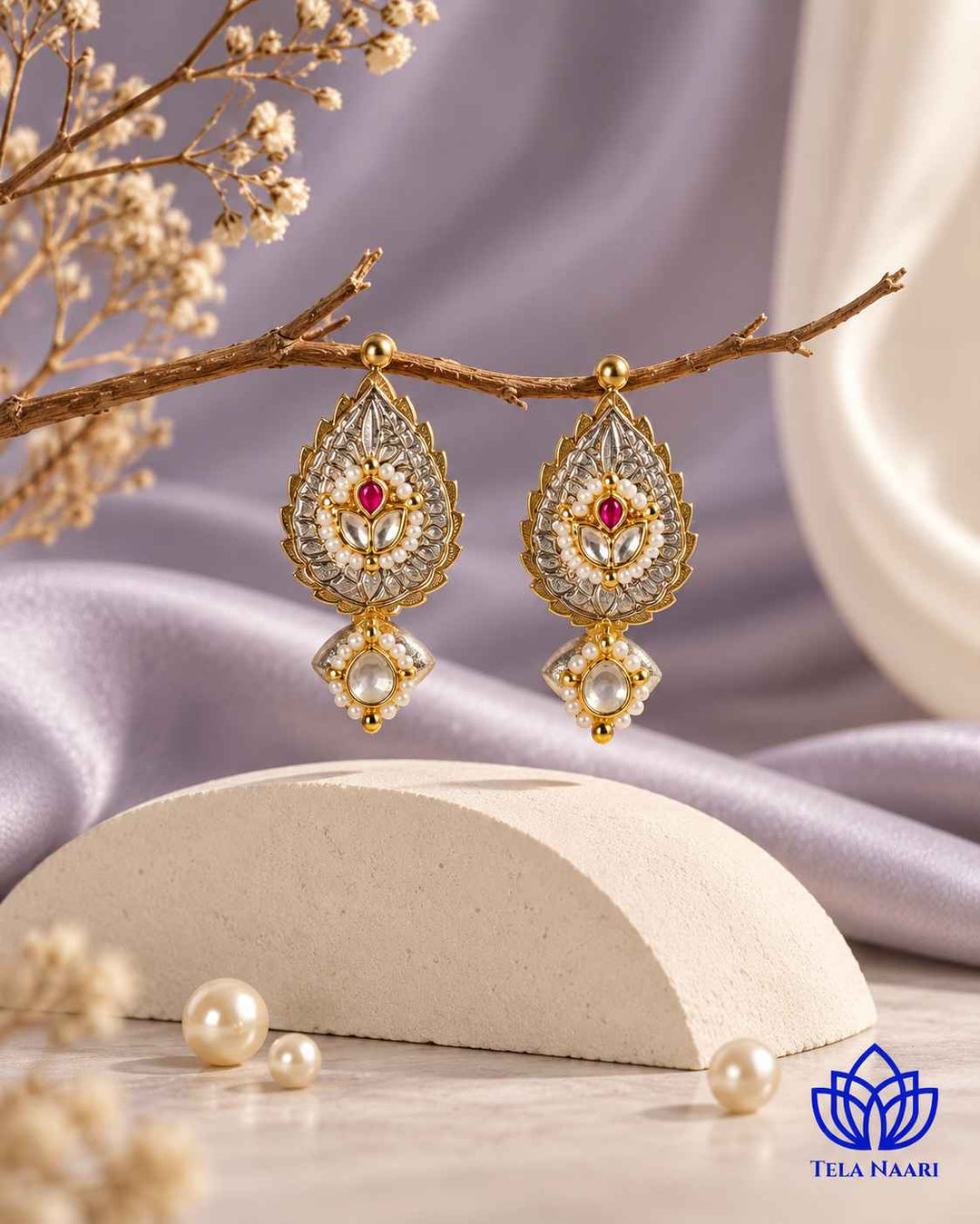 Bineetha Pachi Kundan Fusion Dual Tone Earrings