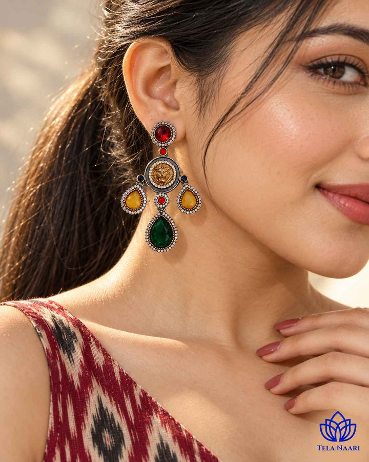 Ekta Multicolor Fusion Dual Tone Earrings