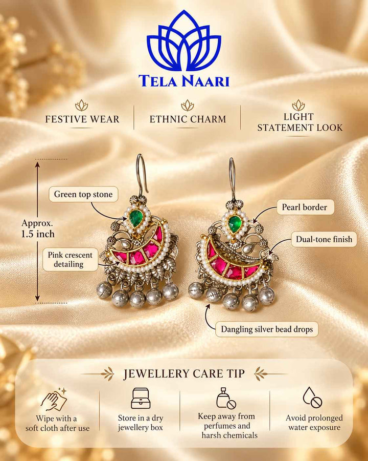 Kiranjeet Pachi Kundan Fusion Dual Tone Hook Earrings