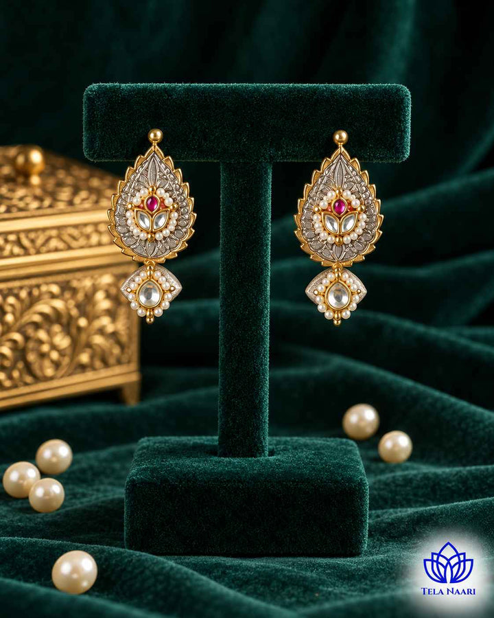 Bineetha Pachi Kundan Fusion Dual Tone Earrings