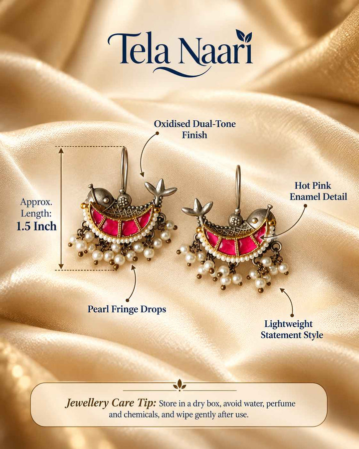 Nidhi Dual Tone Fushion Pachi Kundan Hook Earrings