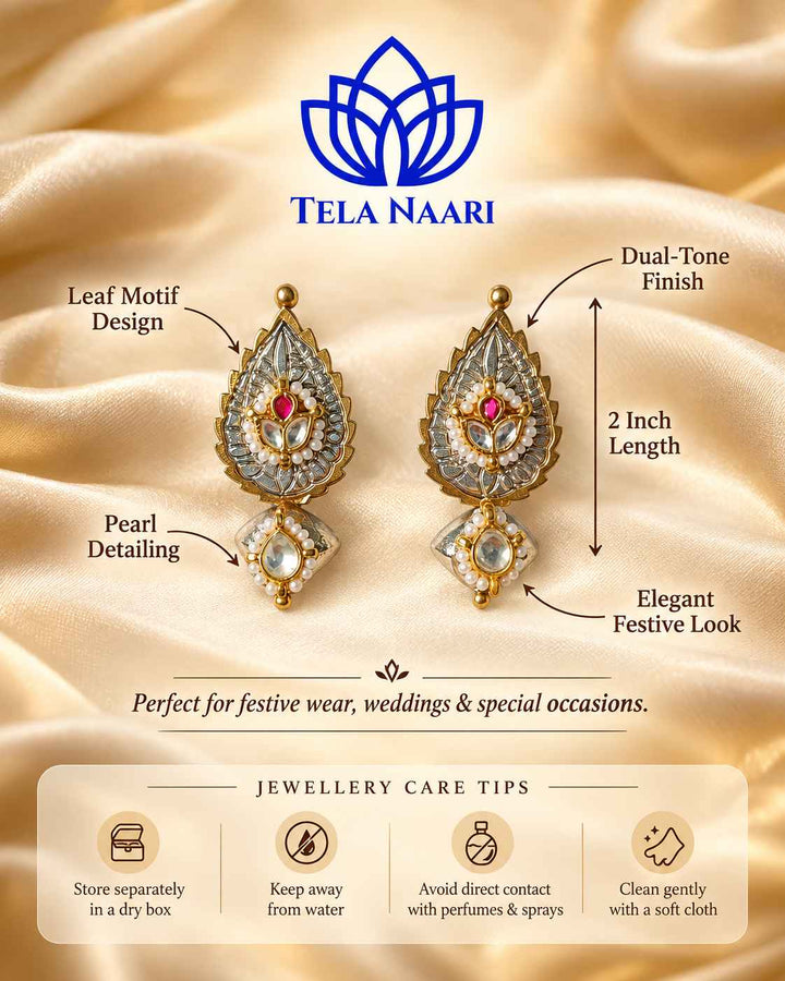 Bineetha Pachi Kundan Fusion Dual Tone Earrings