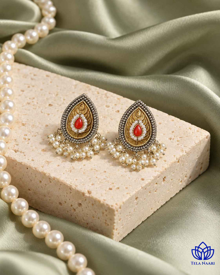 Neelu Pachi Kundan Fusion Dual Tone Stud Earrings