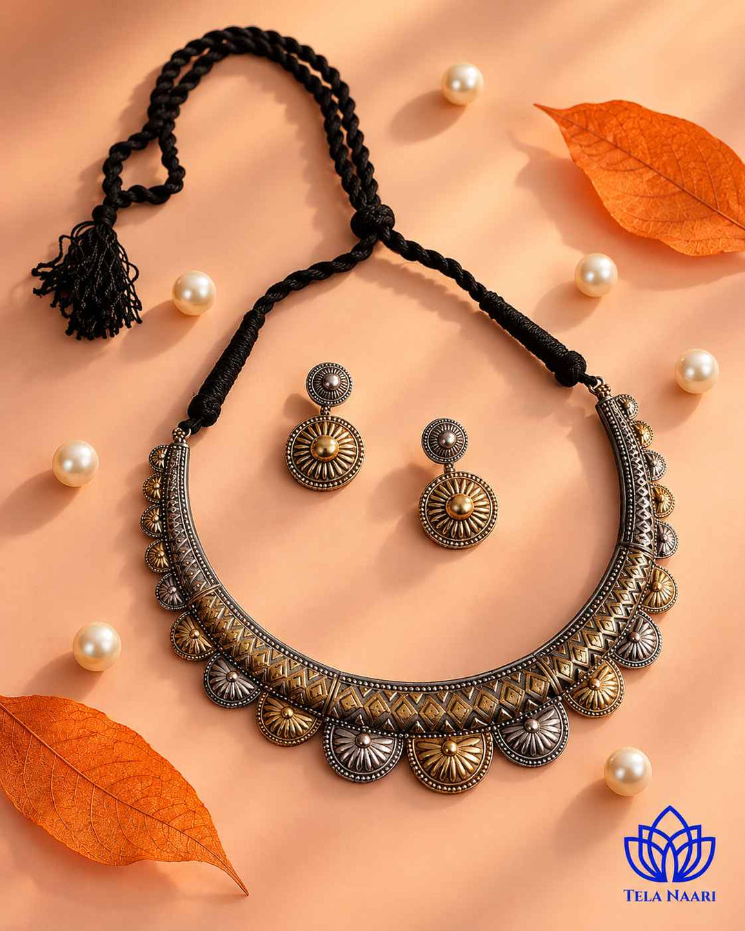 Dual Tone Choker Hasli Necklace Set