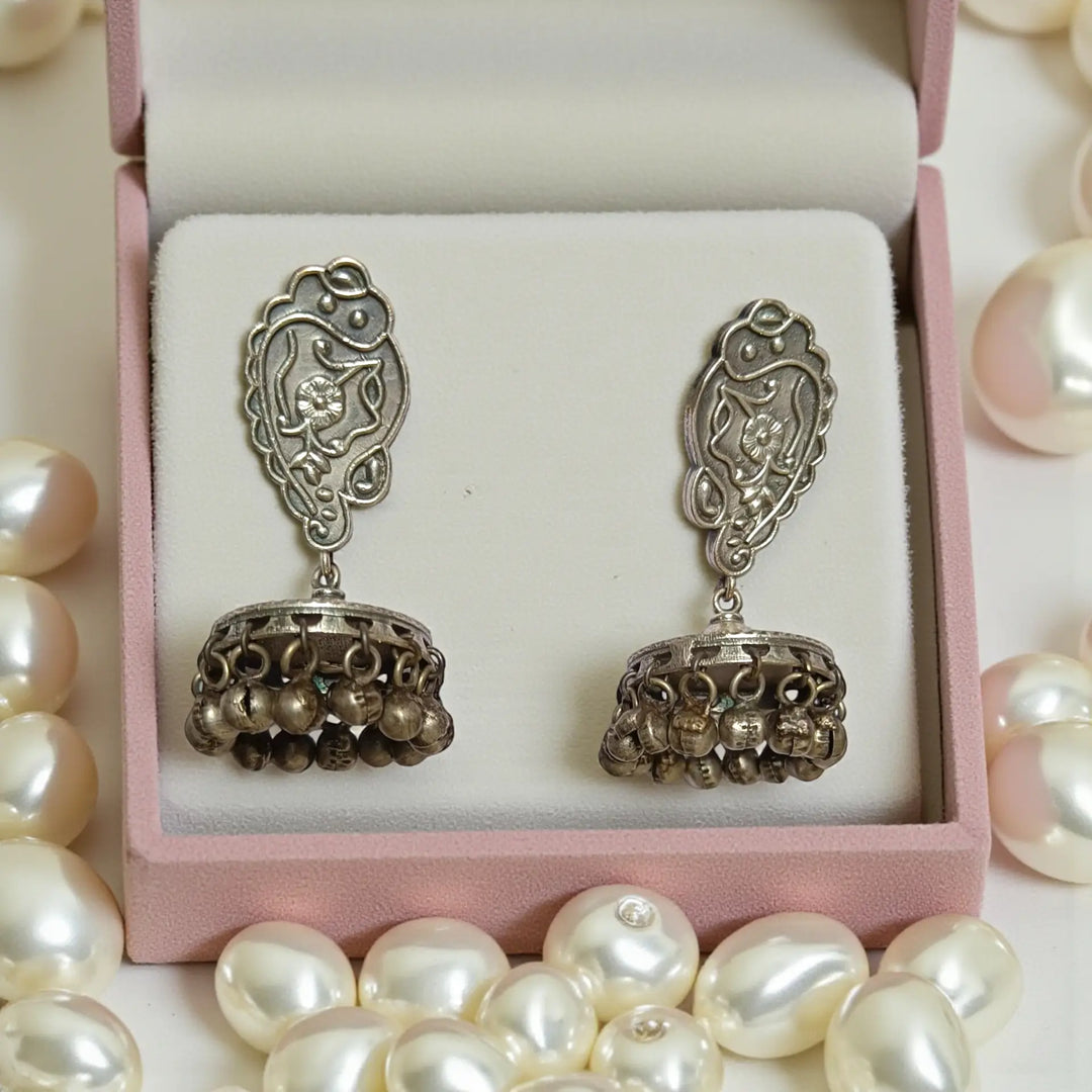 Silver Oxidised Earrings Lubna