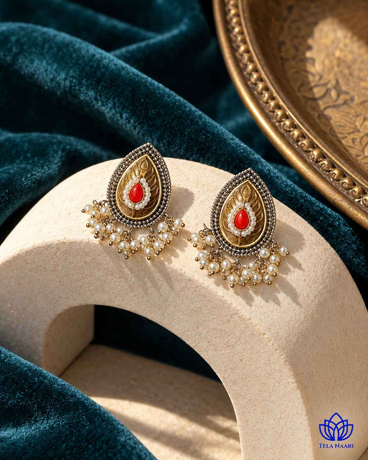Neelu Pachi Kundan Fusion Dual Tone Stud Earrings