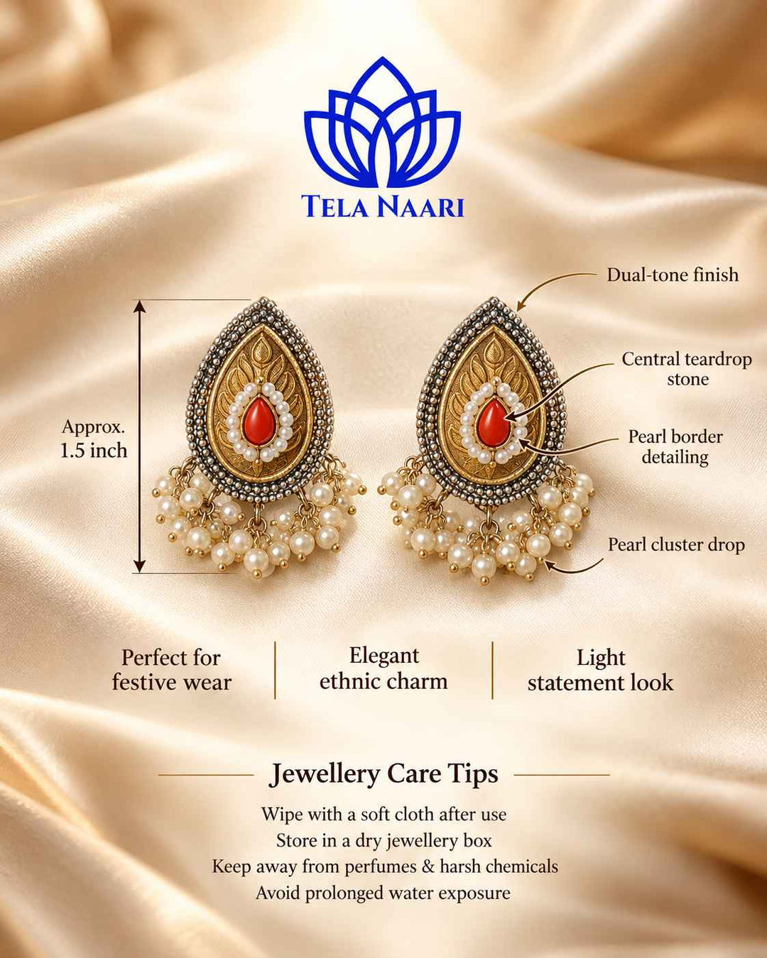 Neelu Pachi Kundan Fusion Dual Tone Stud Earrings