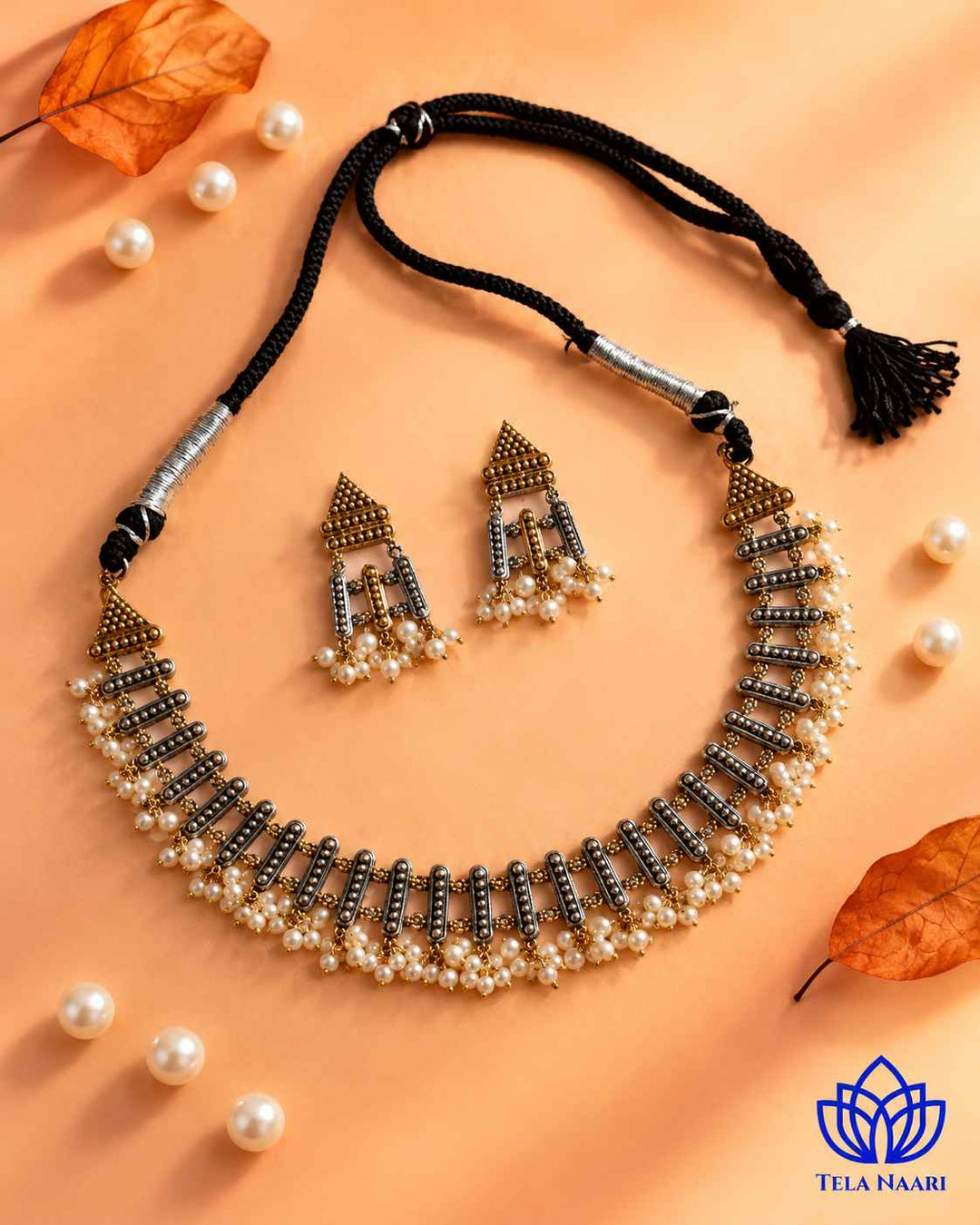 Rosy Dual Tone Choker Necklace Set