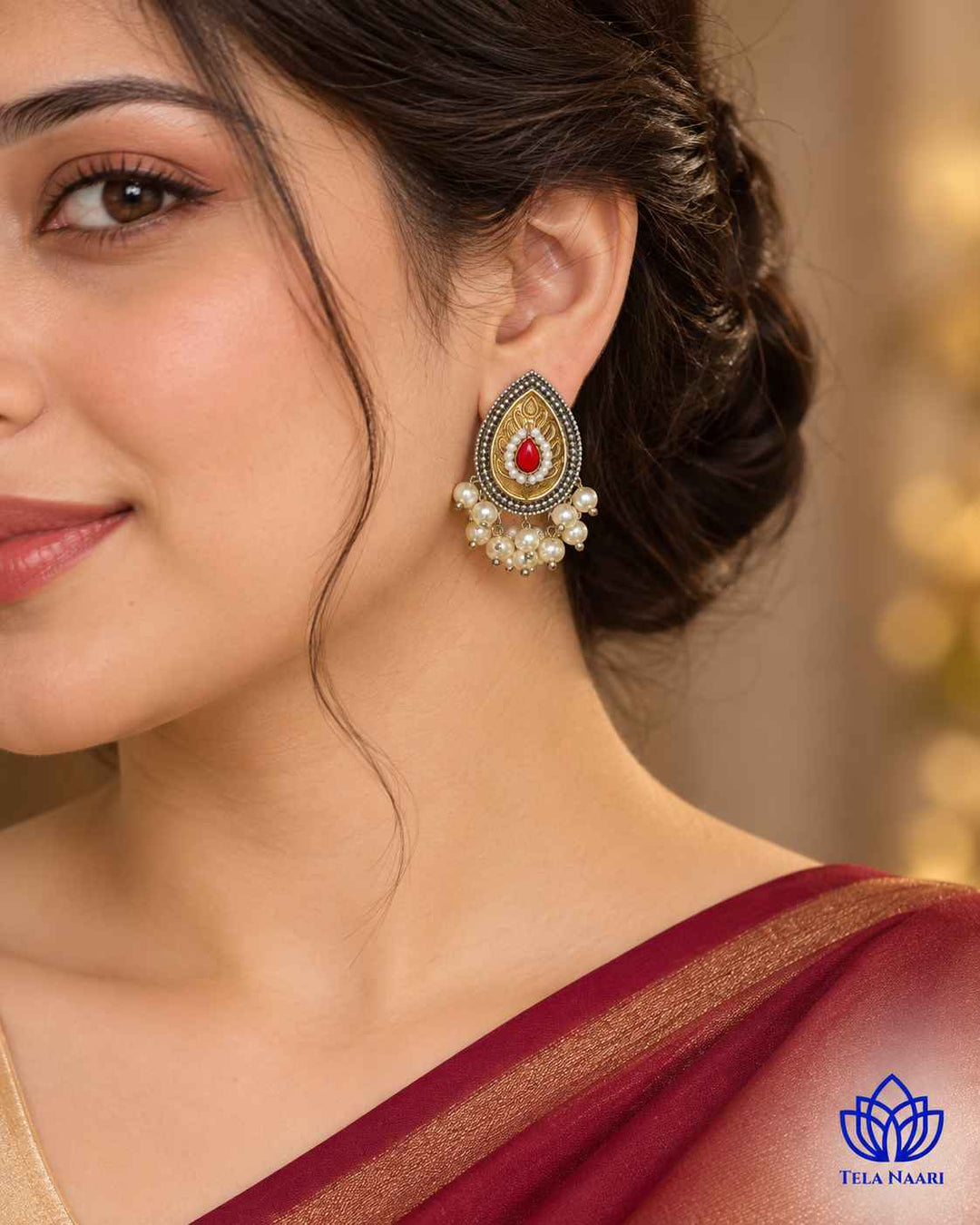 Neelu Pachi Kundan Fusion Dual Tone Stud Earrings