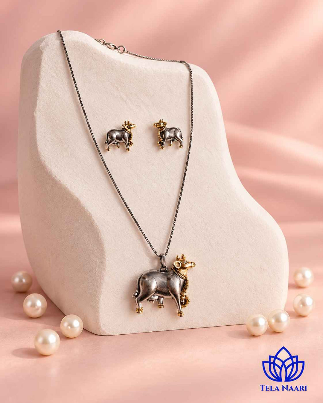 Nandi Dual Tone Necklace Set