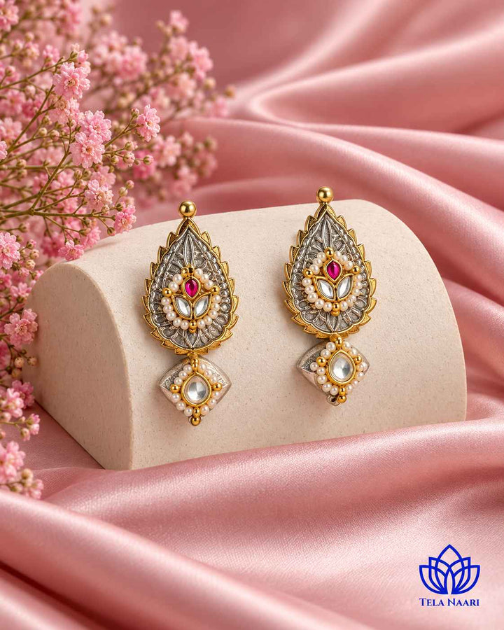 Bineetha Pachi Kundan Fusion Dual Tone Earrings
