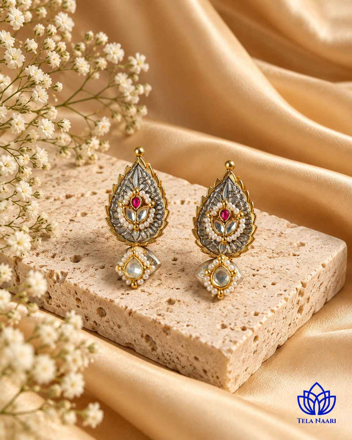Bineetha Pachi Kundan Fusion Dual Tone Earrings