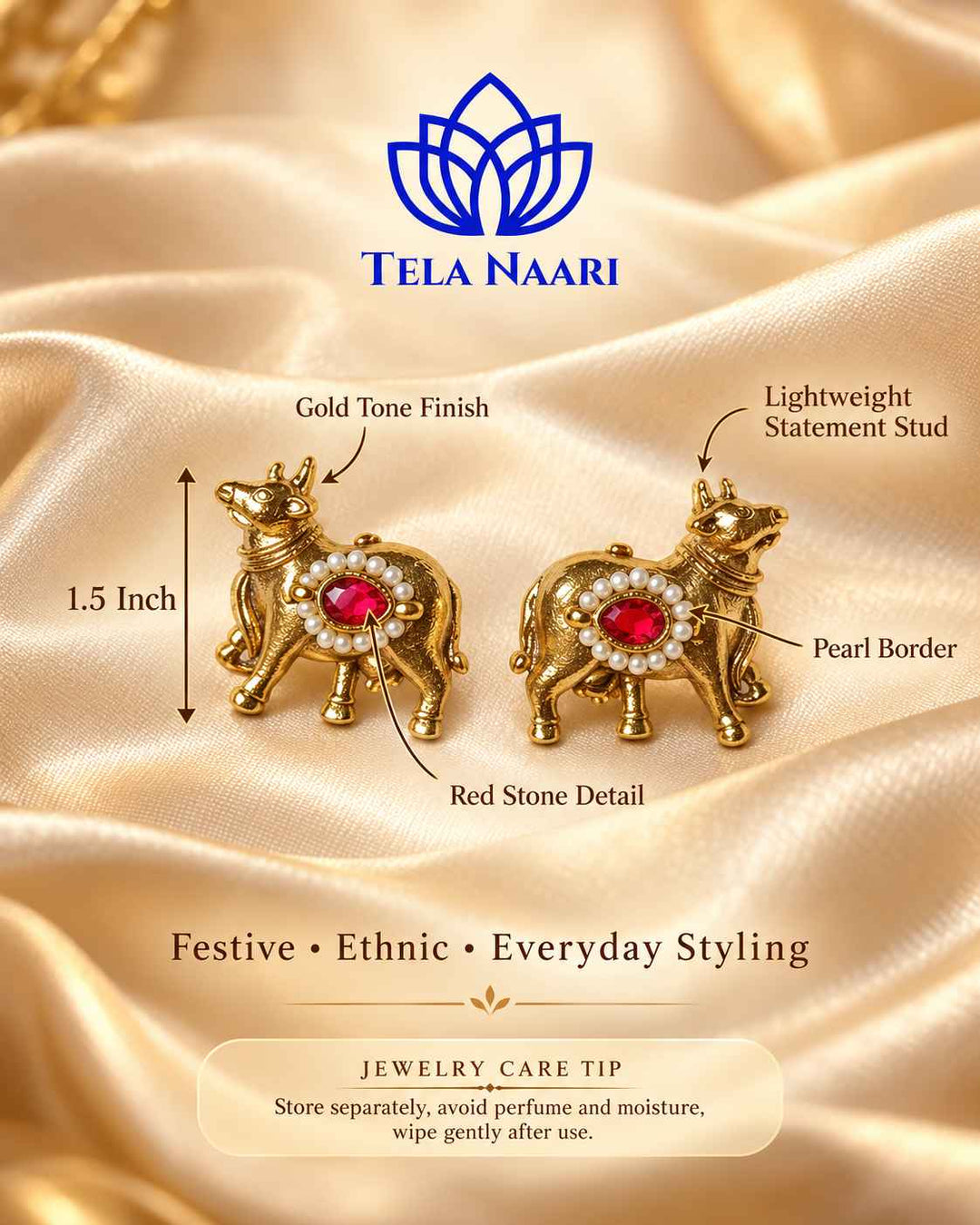 Nandi Dual Tone Fushion Pachi Kundan Stud Earrings