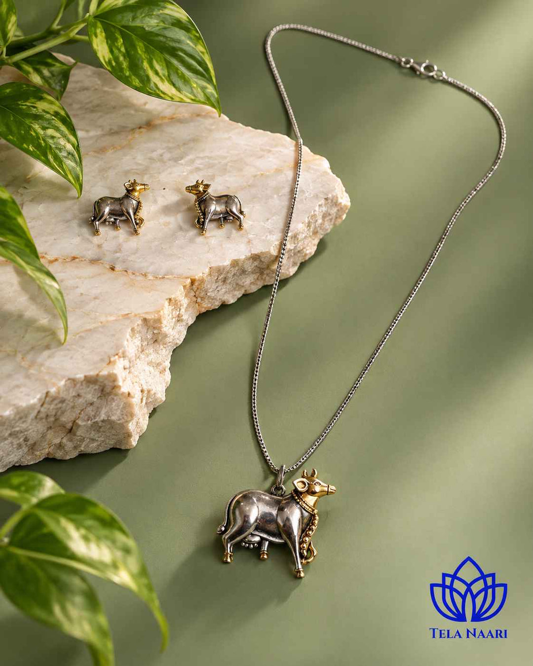 Nandi Dual Tone Necklace Set