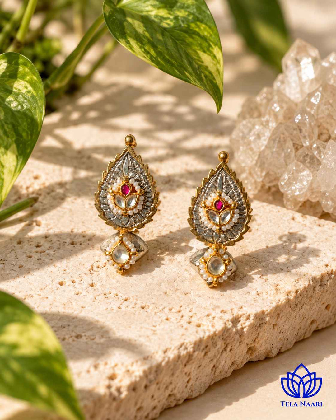 Bineetha Pachi Kundan Fusion Dual Tone Earrings