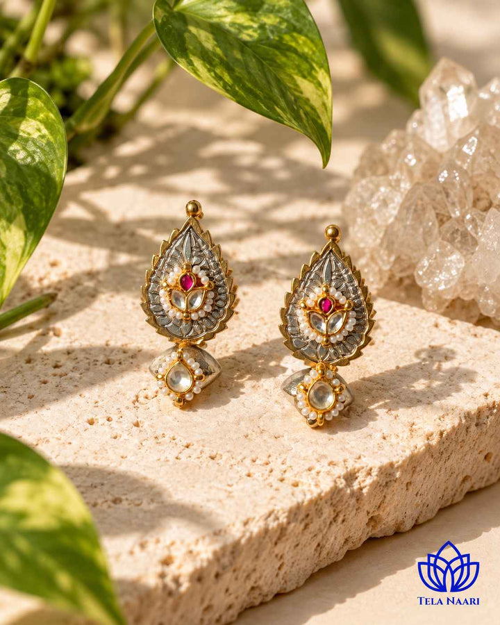 Bineetha Pachi Kundan Fusion Dual Tone Earrings