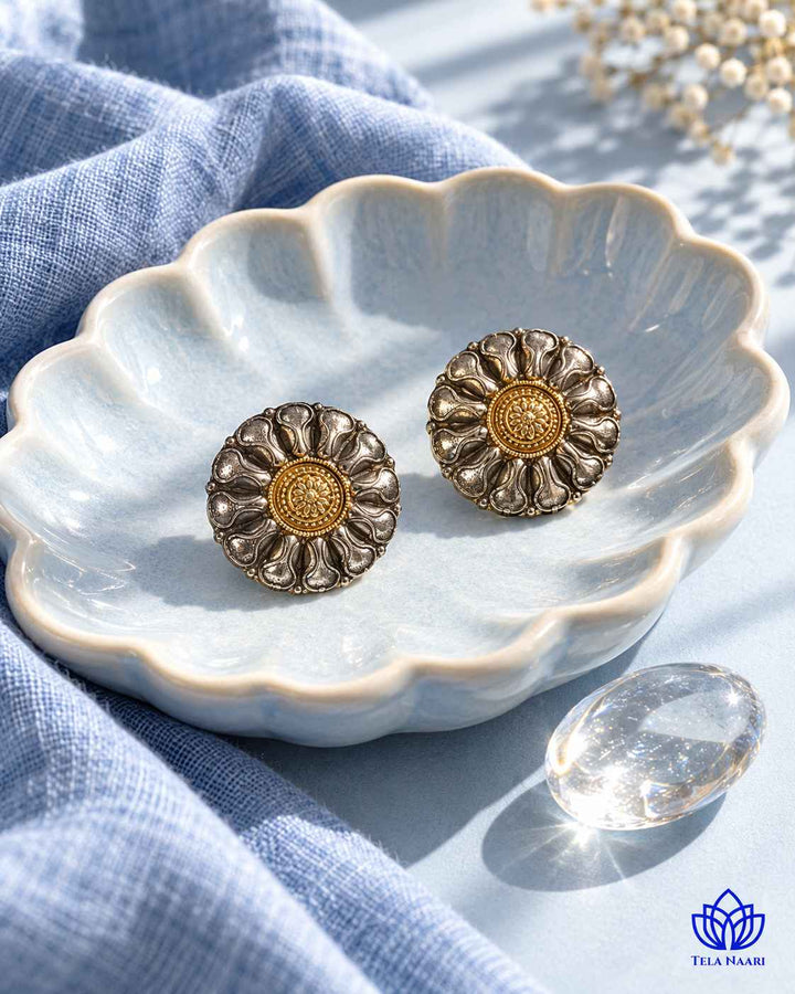 Monika Dual Tone Stud Earrings