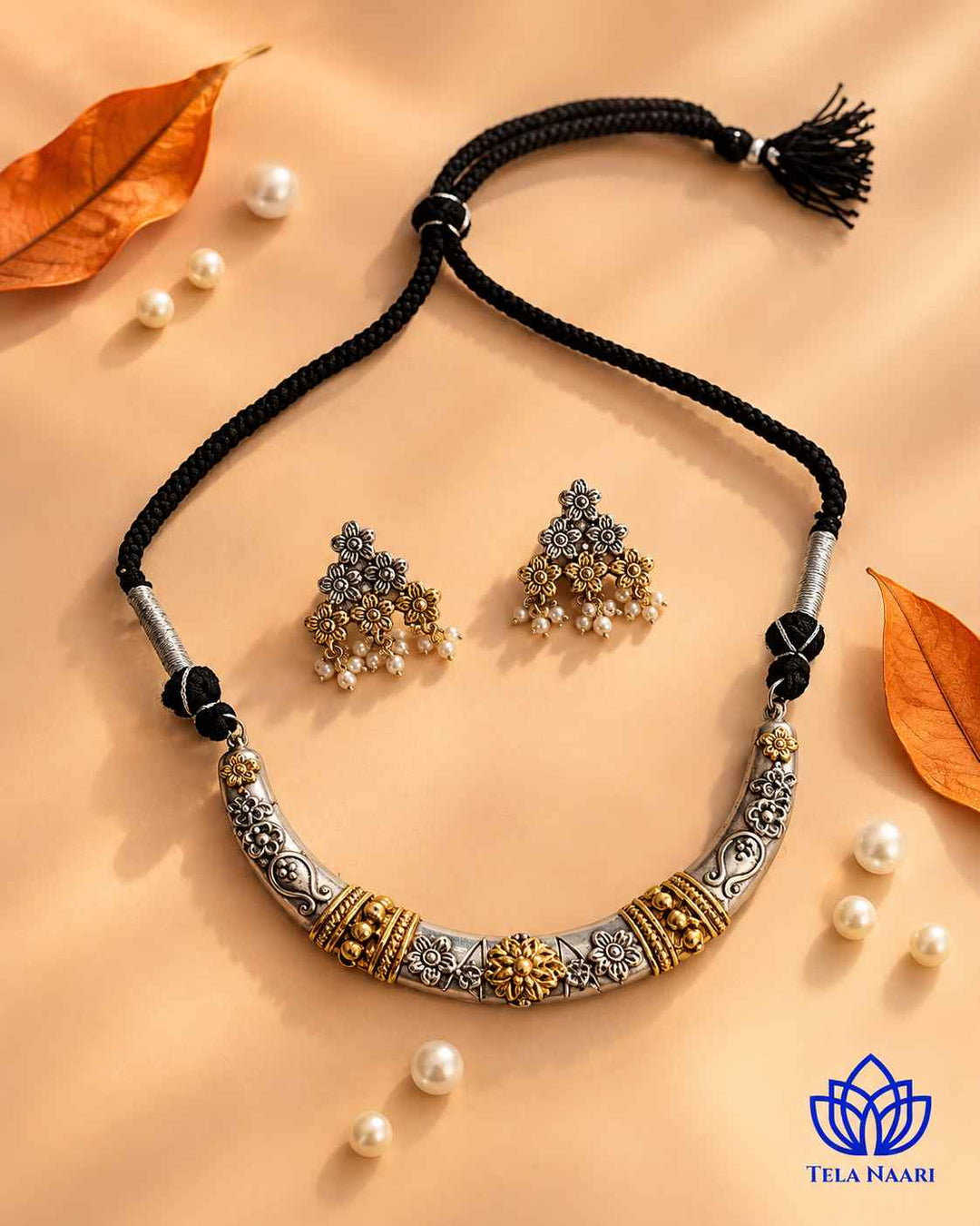 Swati Dual Tone Choker Necklace Hasli Set