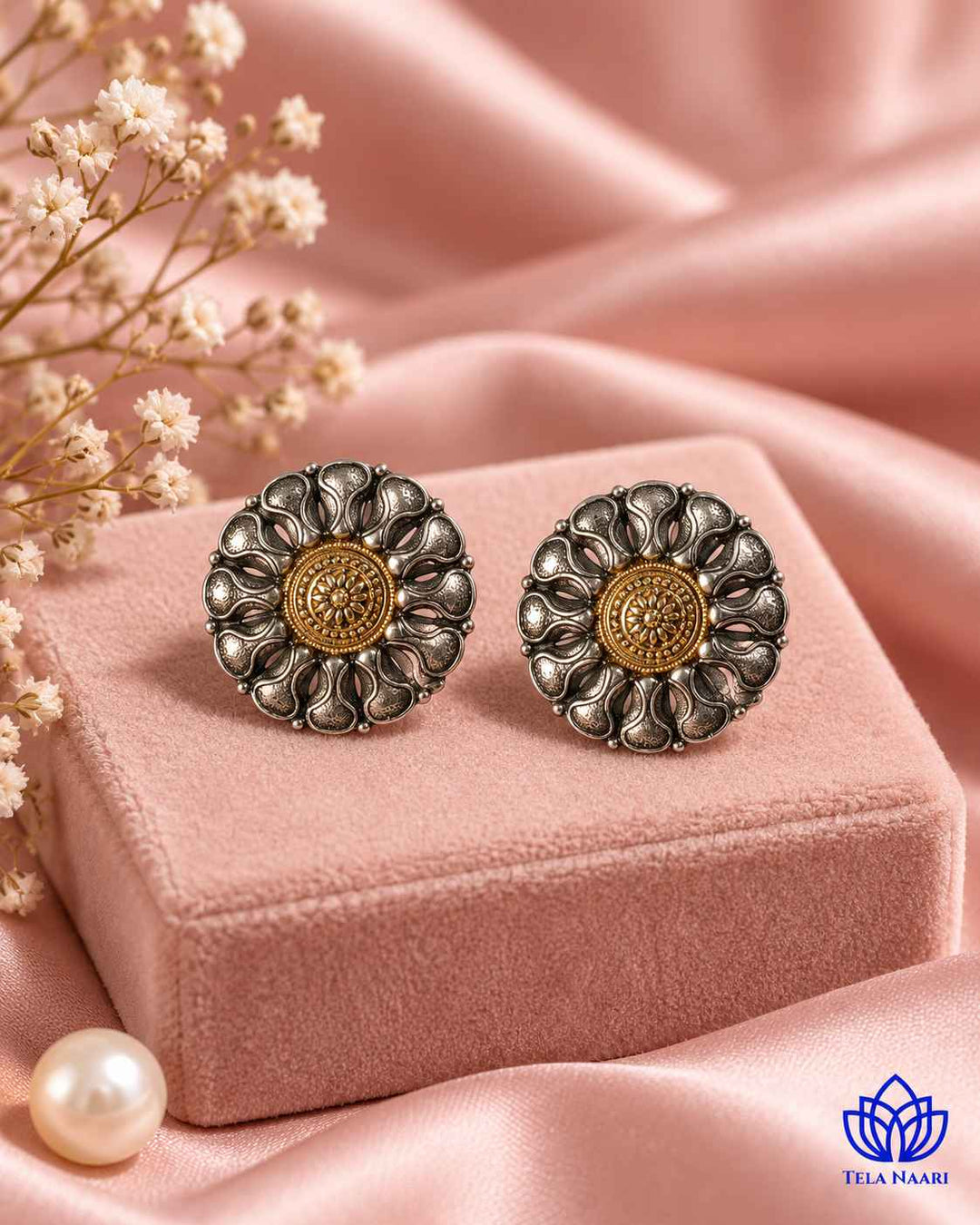 Monika Dual Tone Stud Earrings