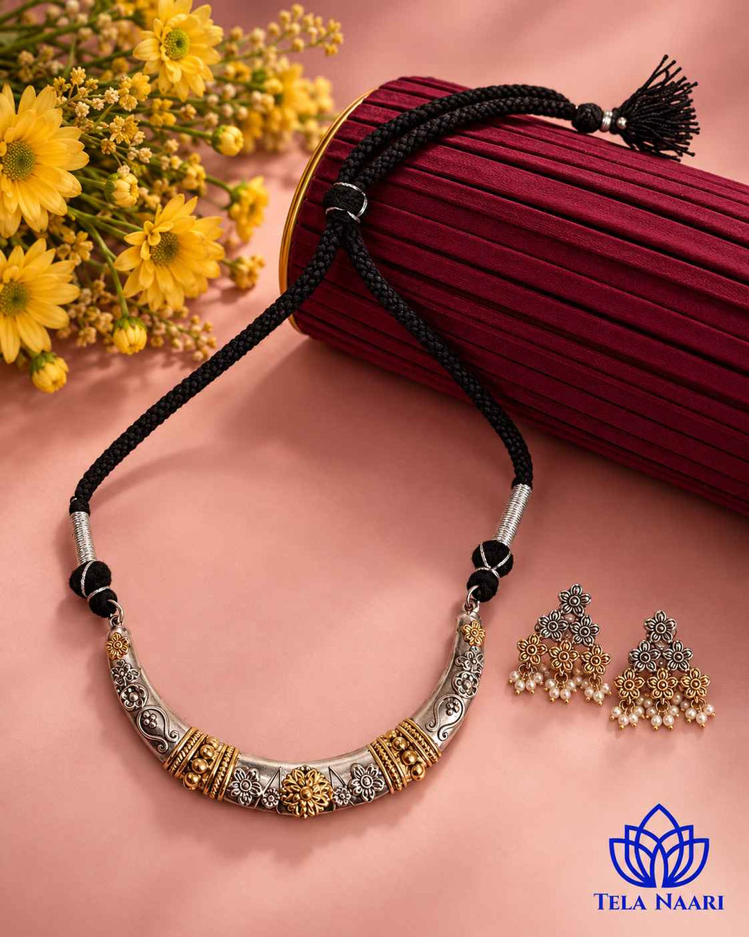 Swati Dual Tone Choker Necklace Hasli Set