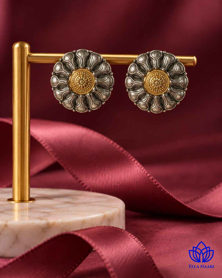 Monika Dual Tone Stud Earrings