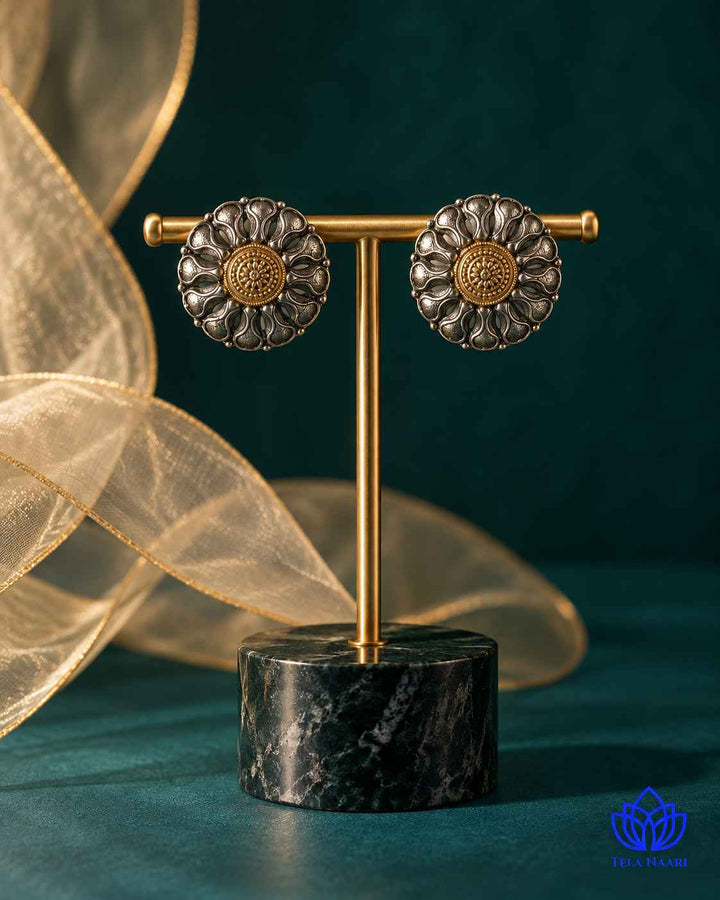 Monika Dual Tone Stud Earrings
