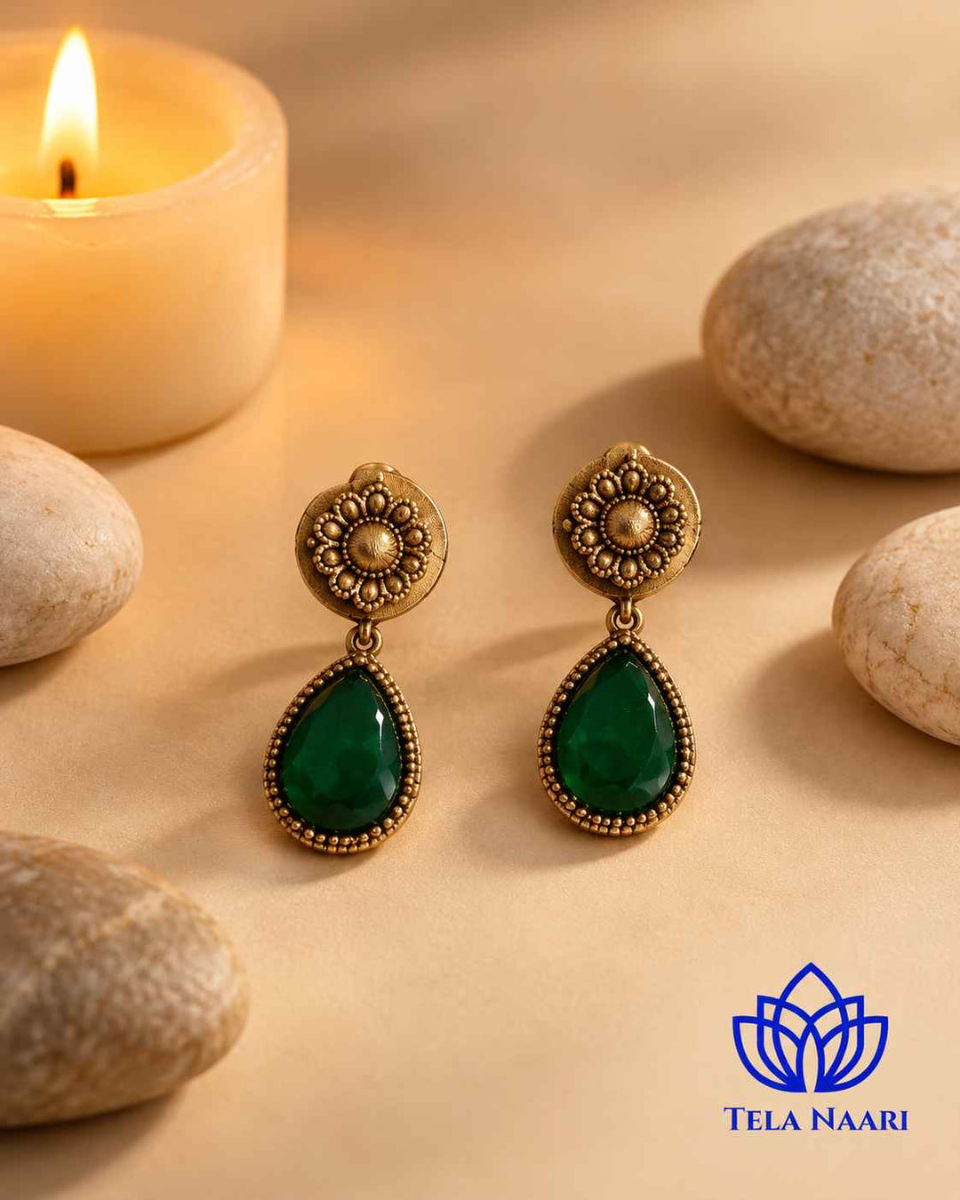 Sujaya Dual Tone Green Choker Necklace Set
