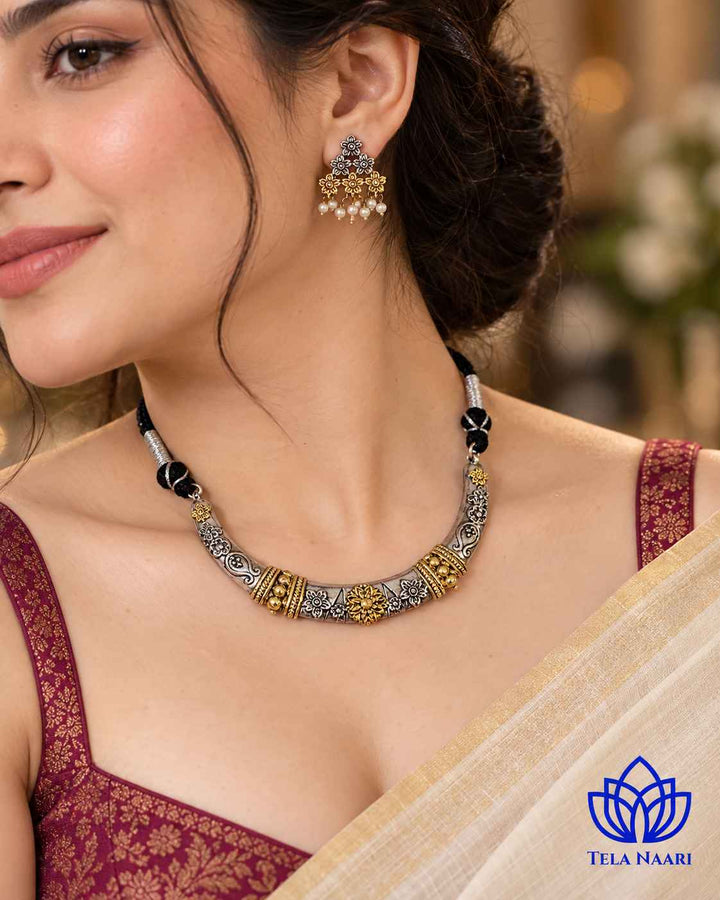 Swati Dual Tone Choker Necklace Hasli Set