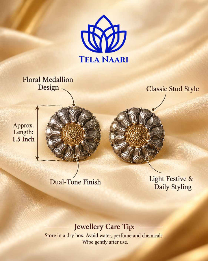 Monika Dual Tone Stud Earrings