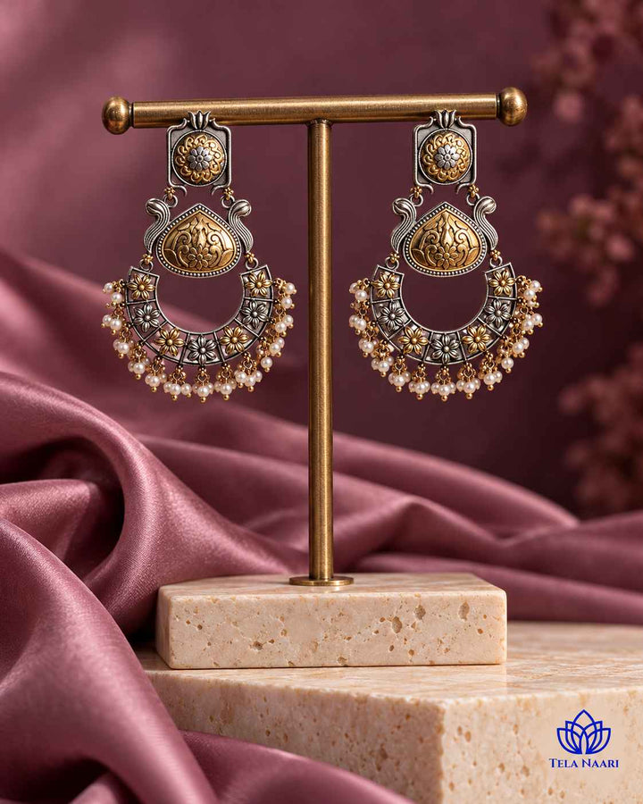 Harsa Dual Tone Dangler Earrings