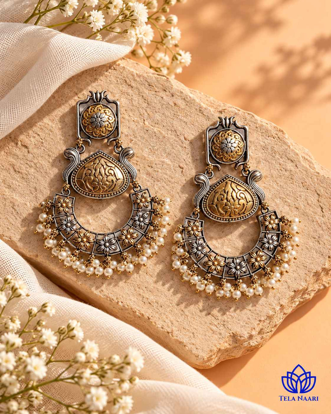 Harsa Dual Tone Dangler Earrings