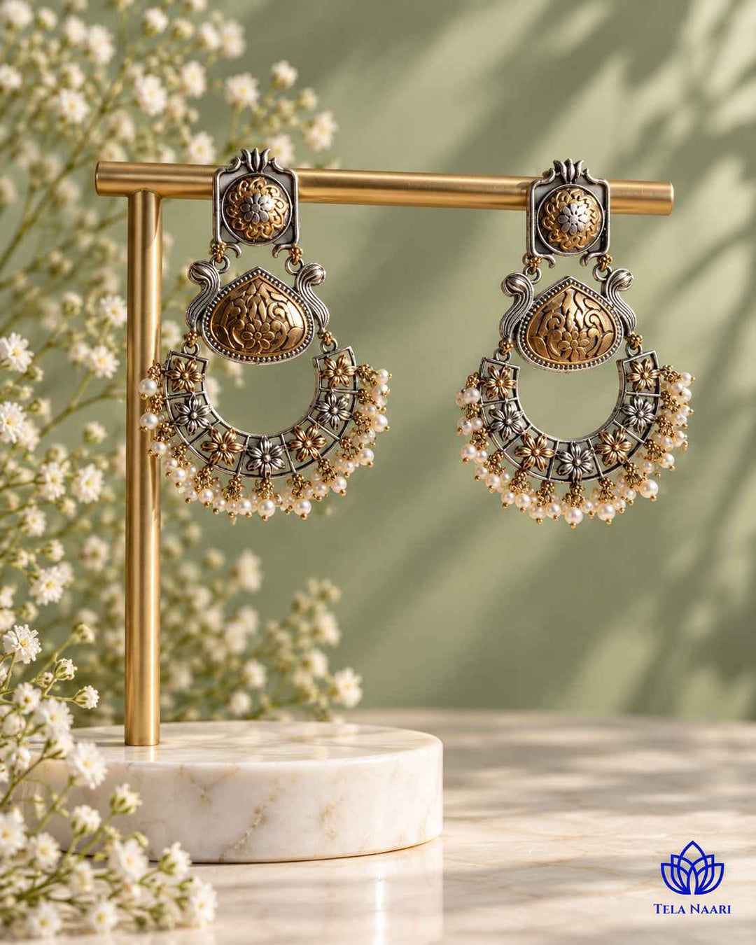 Harsa Dual Tone Dangler Earrings
