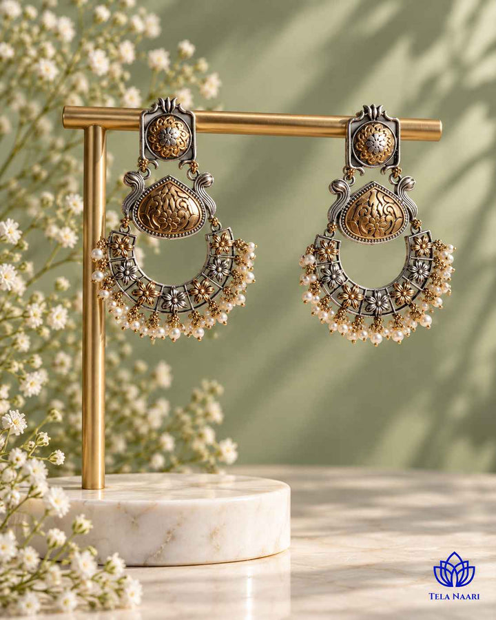 Harsa Dual Tone Dangler Earrings