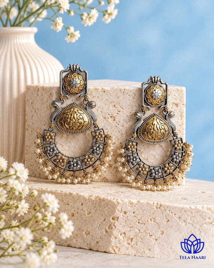 Harsa Dual Tone Dangler Earrings
