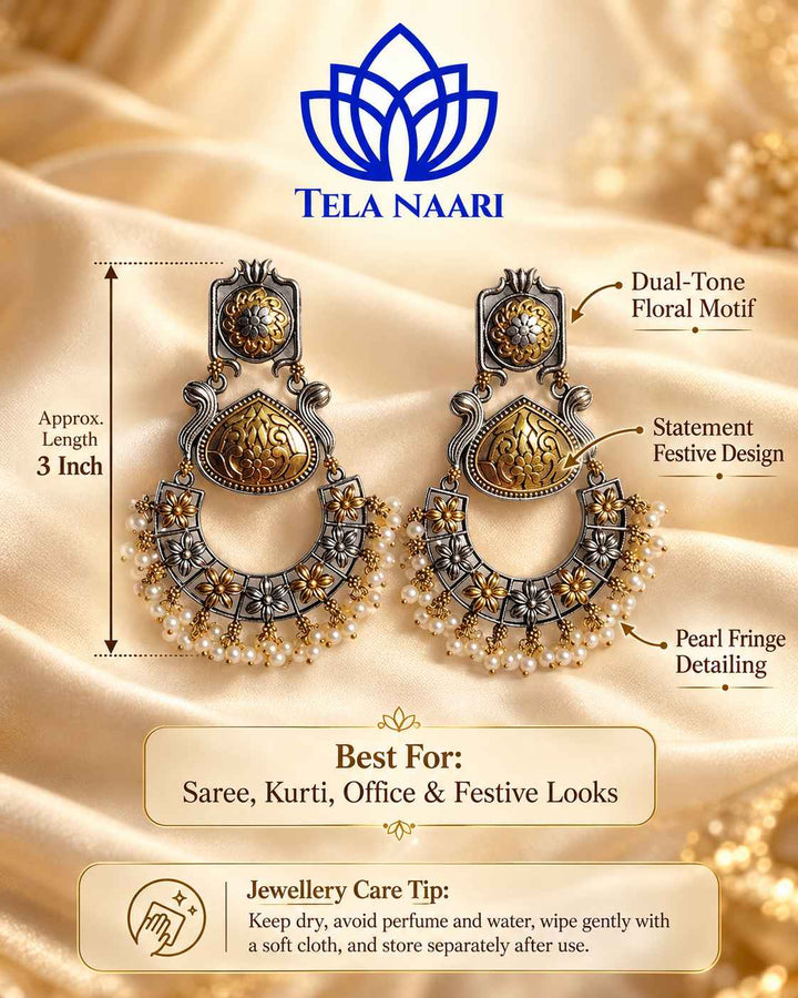Harsa Dual Tone Dangler Earrings