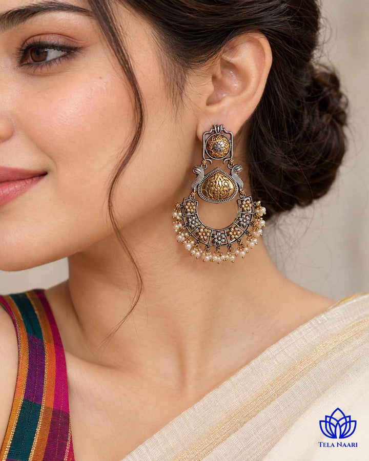 Harsa Dual Tone Dangler Earrings