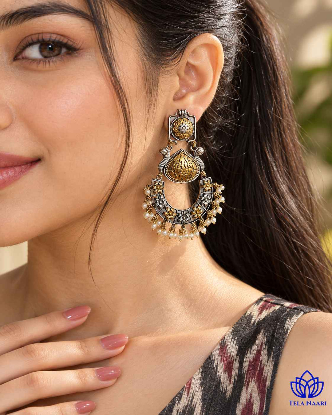 Harsa Dual Tone Dangler Earrings