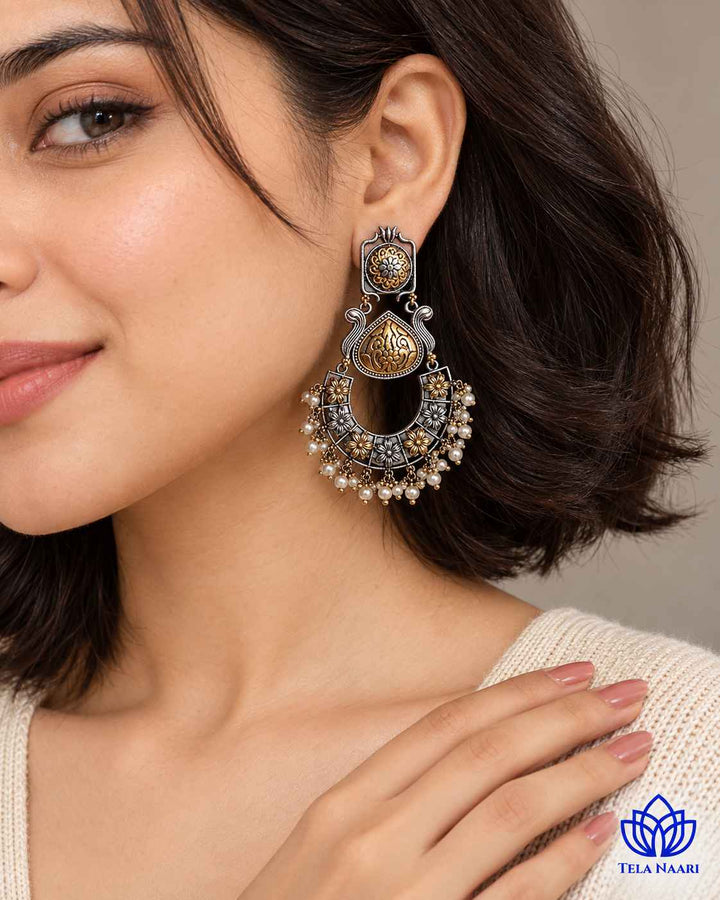 Harsa Dual Tone Dangler Earrings