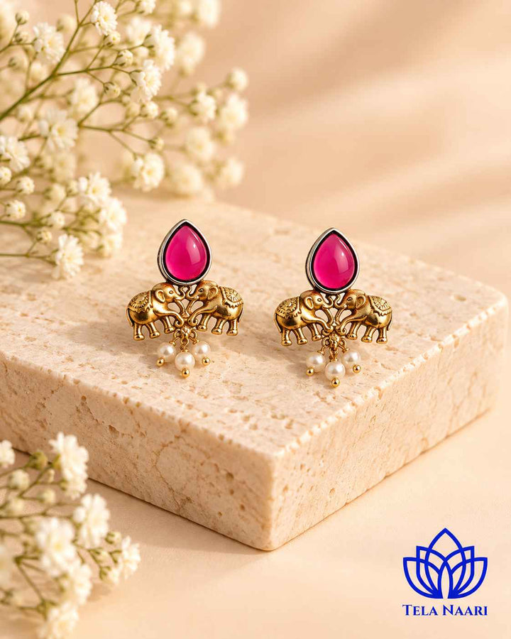 Nivedita Dual Tone Red Stone Choker Necklace Hasli Set