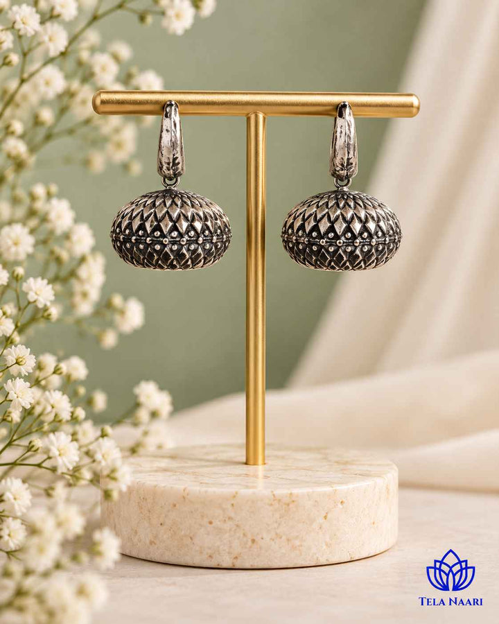 Rashmi Silver Plated Tear Drop Dome Earrings