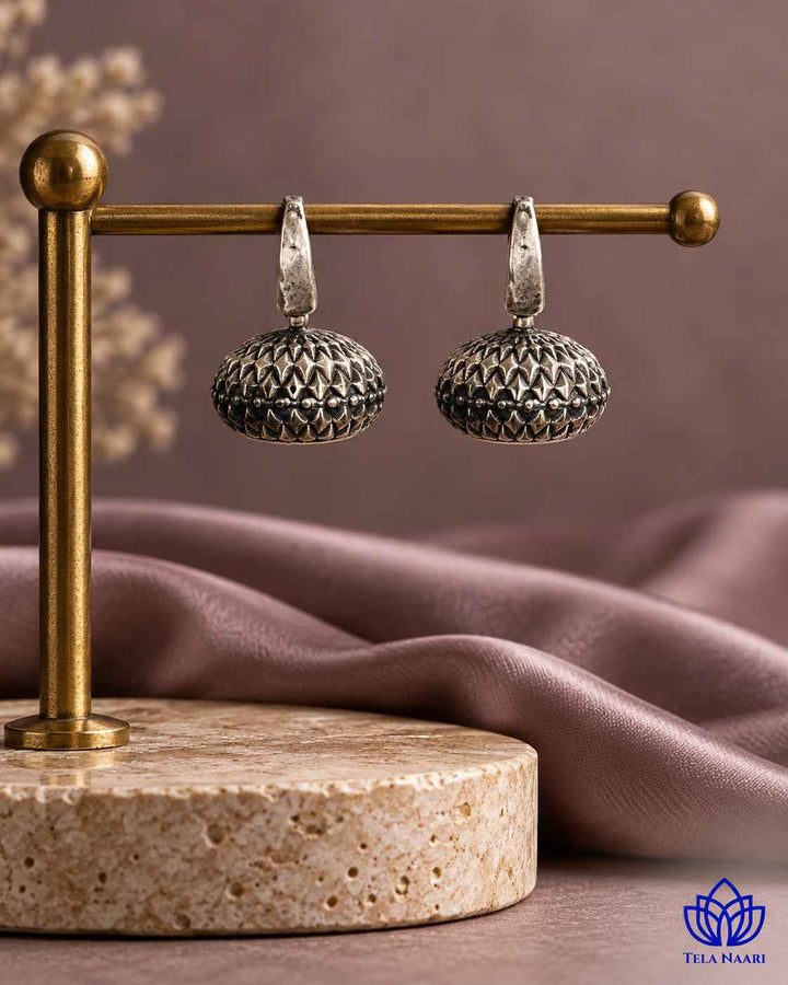 Rashmi Silver Plated Tear Drop Dome Earrings