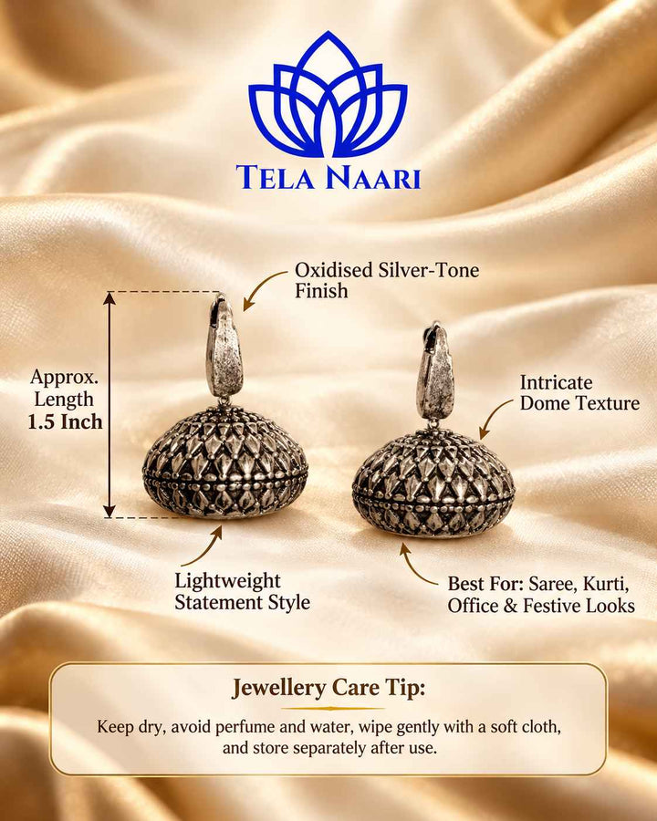 Rashmi Silver Plated Tear Drop Dome Earrings