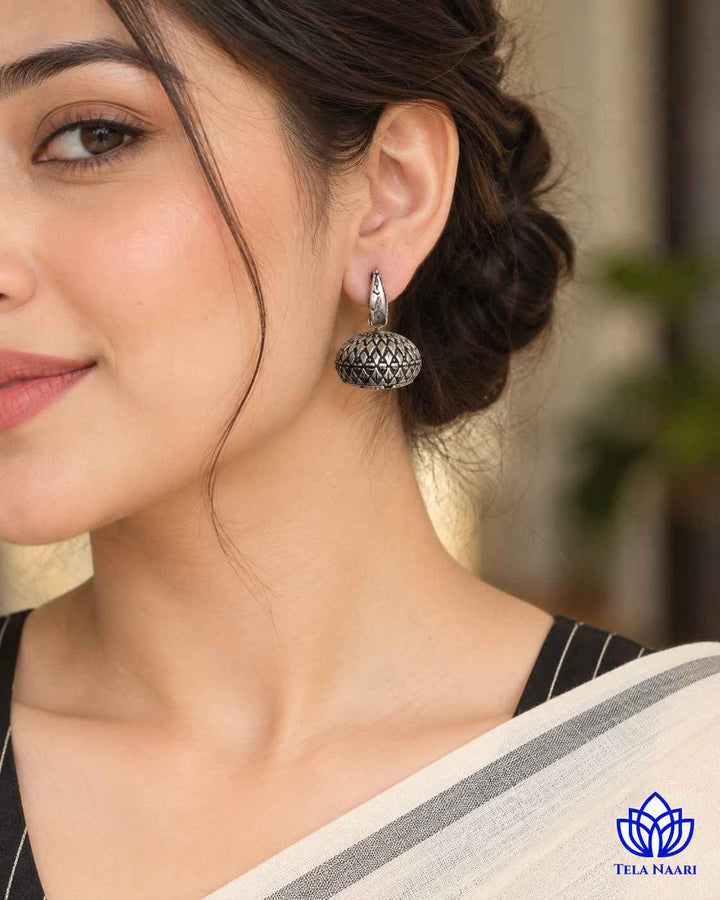 Rashmi Silver Plated Tear Drop Dome Earrings