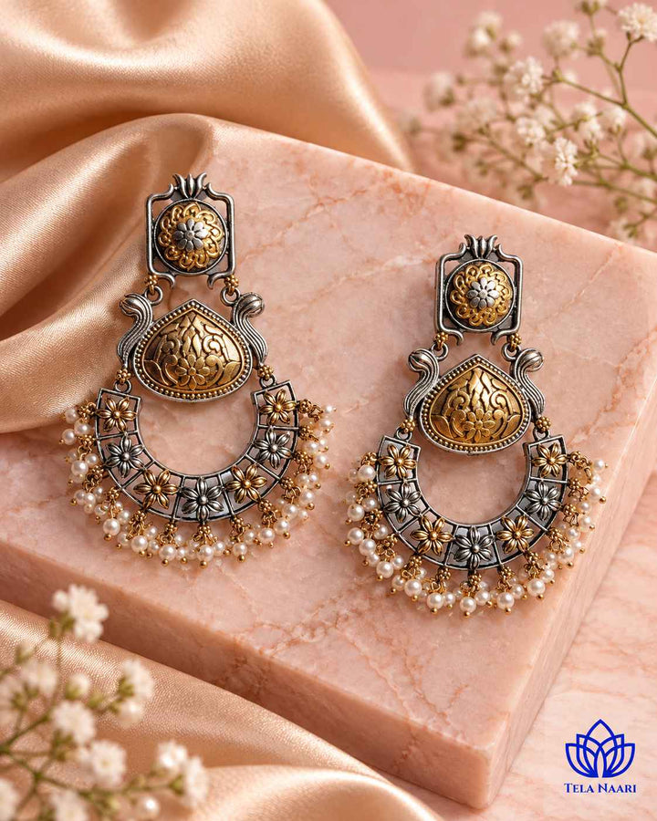 Harsa Dual Tone Dangler Earrings