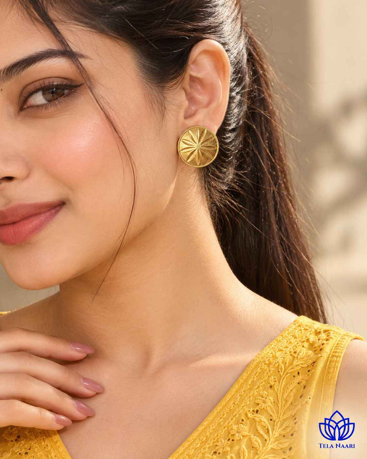 Tina Dual Tone Silver Plated Stud Earrings